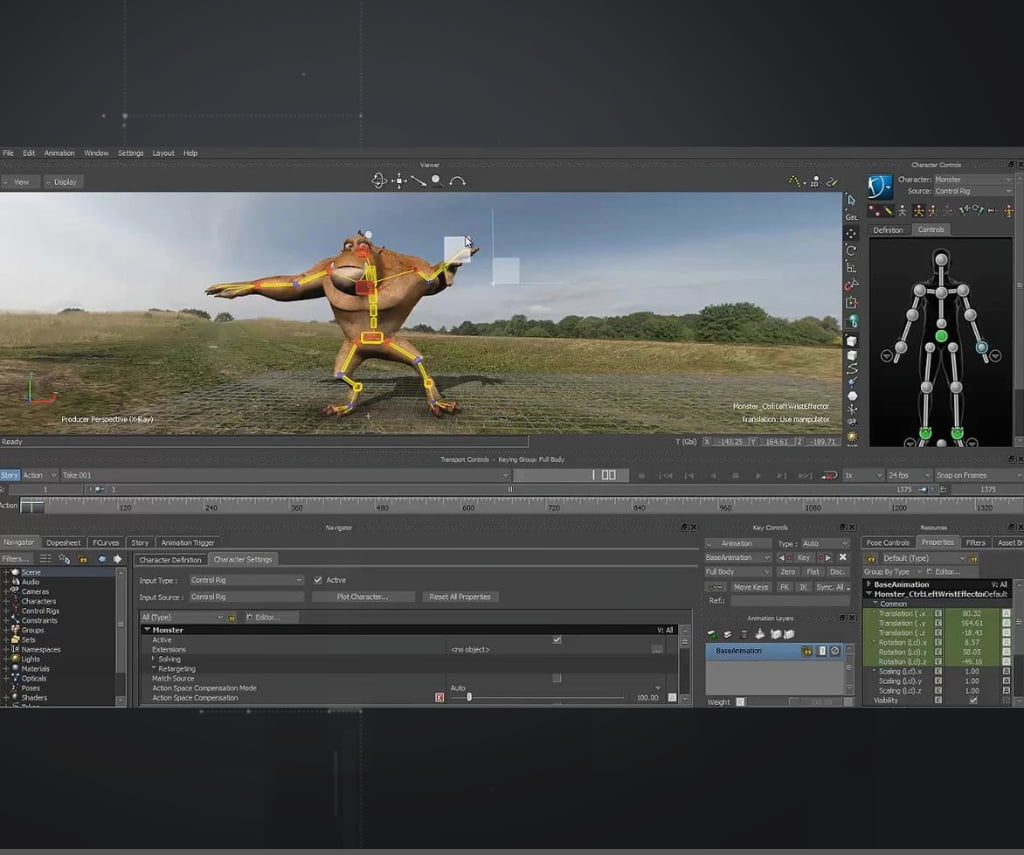 screenshot of motionbuilder software showcasing the integration of perception neuron mocap through axis studio motion capture software