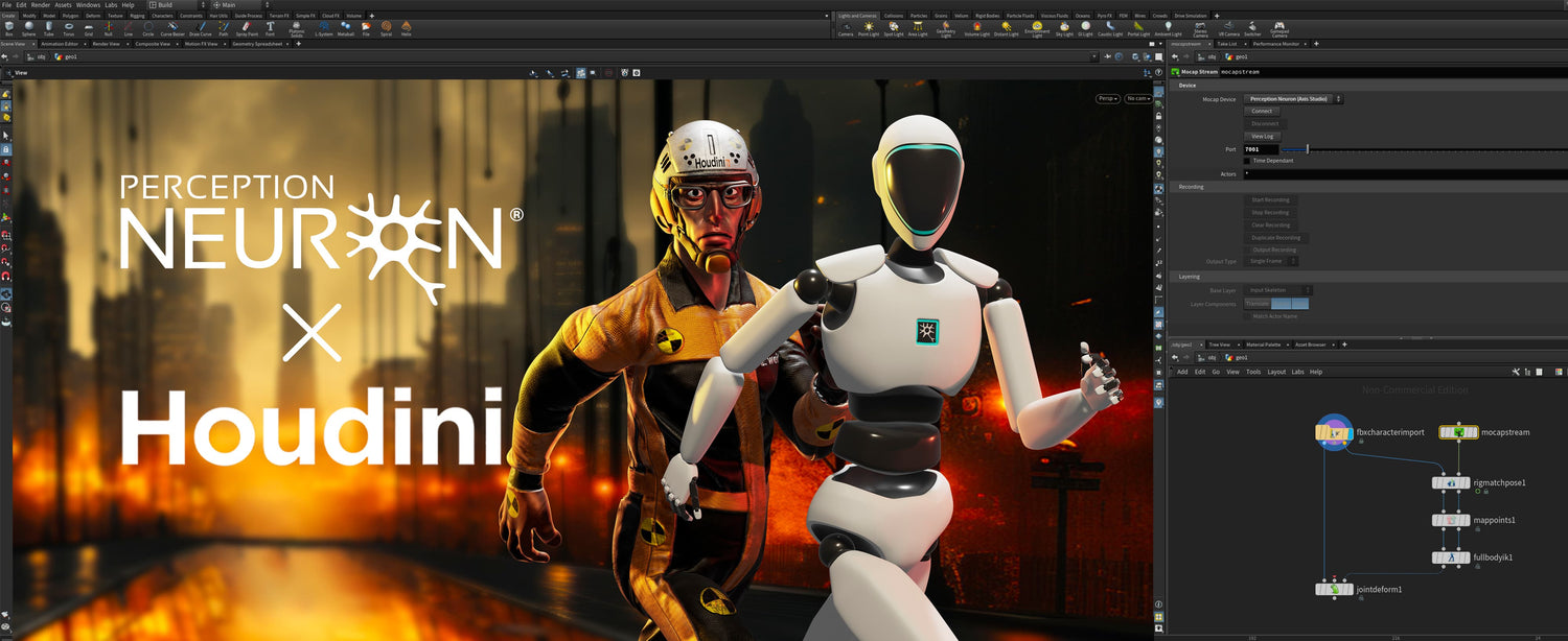Houdini Eric character running with Axis Studio Robot inside houdini 3d software